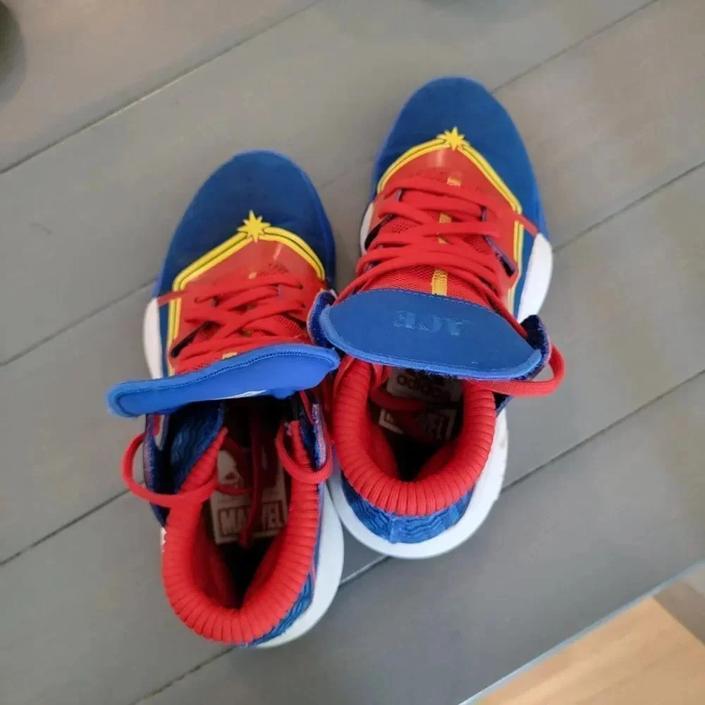 Adidas Blue & Red Youth Boys Pro Vision Captain Marvel Comfort Shoes Siz…
